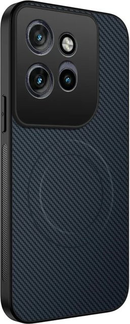 Stoßfeste Motorola Handyhülle mit Carbonfaser-Textur und magnetischer Ladefunktion in Schwarz und Lila - Bild 1