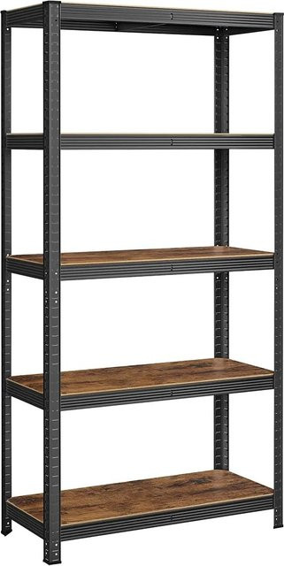 Songmics Lagerregal im Vintage-Stil aus Metall und Holzspanplatten in Braun-Schwarz, B/T/H: 40 x 40 x 180 cm - Bild 1