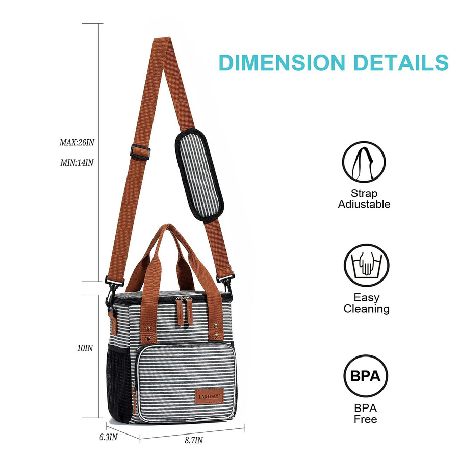 Isolierte Lunchtasche von The Bags Family als große Picknick-Kühltasche in Dunkelgrau mit verstellbarem Schultergurt - Bild 2