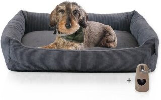 Rohrschneider Hundebett aus robustem Cordstoff in Anthrazit mit abnehmbarem Bezug und erhöhtem Rand - Bild 1