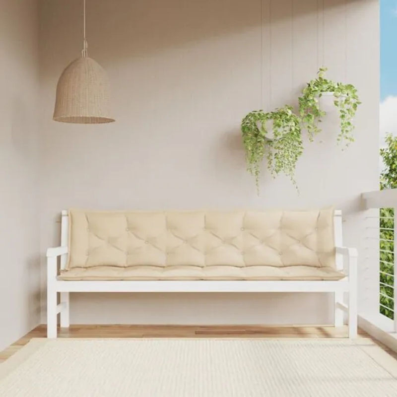 Vidaxl Gartenbank-Auflagen 2er-Set aus Polyester in Beige, Rechteckig, B: 200 cm, T: 50 cm, H: 7 cm - Bild 1