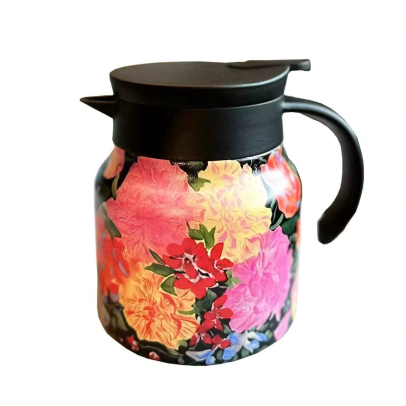 Retro Floral Tee- und Wasserkocher aus Edelstahl mit Infuser, isoliert, Mehrfarbig, 800 ml - Bild 4