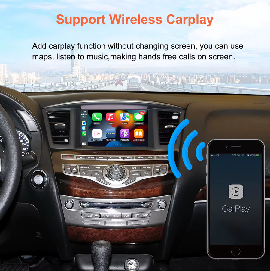 Bonroad OEM Bildschirm-Upgrade-Decoder-Box für Infiniti QX60 Q70 Q40 Q50 G25 G37 JX35 M37 mit Carplay und Android Auto, Schwarz - Bild 4