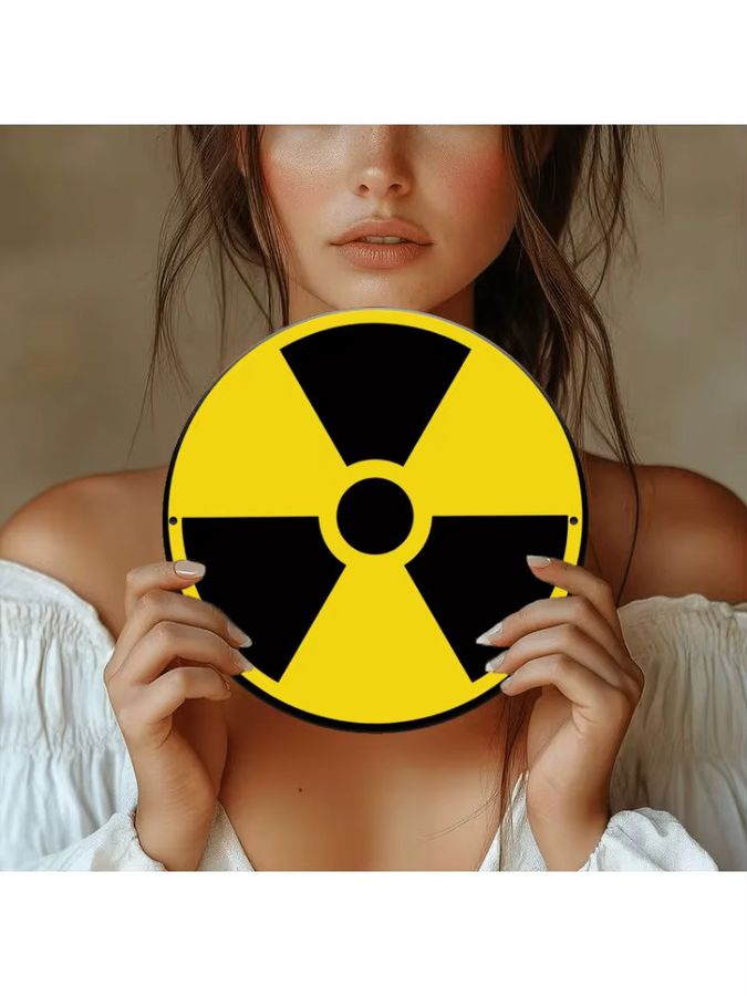Potdemiel Rundes Metallschild mit radioaktivem Gefahrensymbol in Gelb und Schwarz - Bild 6