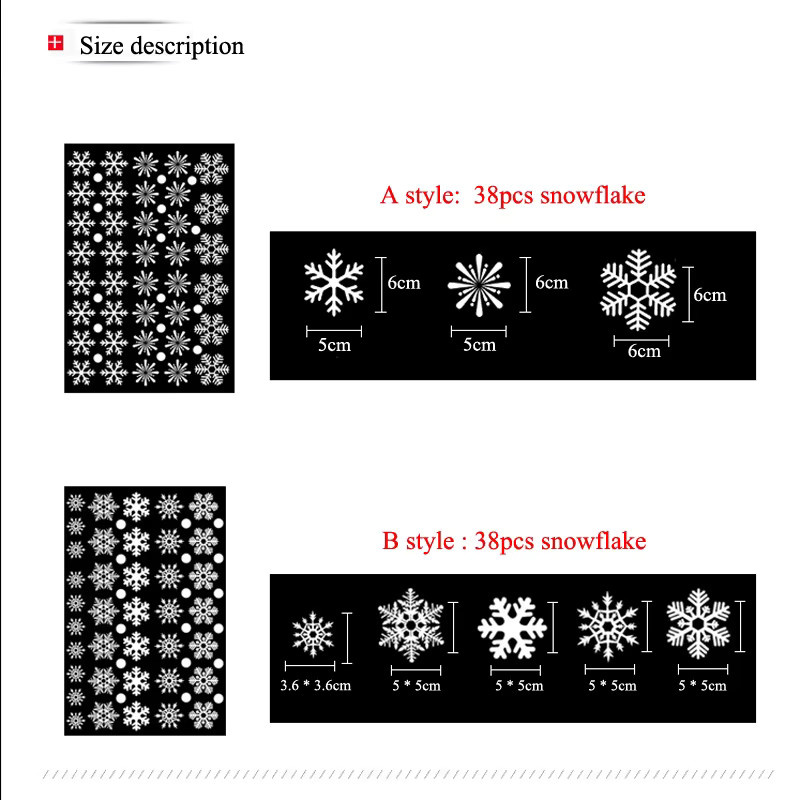 HonC 38 Stück Schneeflocken Fensteraufkleber Weiß für Weihnachtsdekoration und Silvester - Bild 2