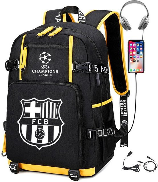 3-teiliges Schulrucksack-Set aus Oxford-Stoff in Schwarz mit Schultasche und Federmäppchen - Bild 1
