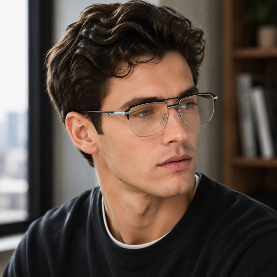 ZENOTTIC 2026 Aviator Korrektionsbrille, Metall, Vollrand, Silber, Herren - Bild 2