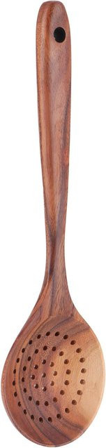 Schlitzlöffel mfySpace aus Holz mit langem Griff in Braun mit Aufhängeschlaufe - Bild 1