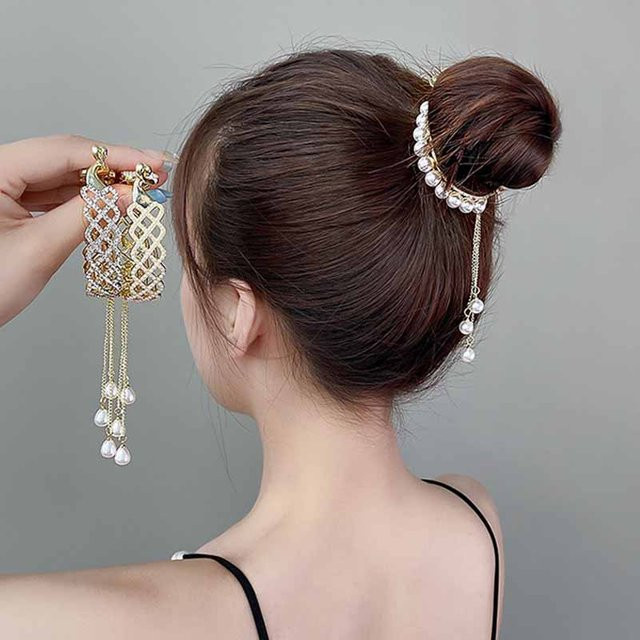 FORWOT Haarclip, Strass, Quaste, Perle, Damen - Bild 1