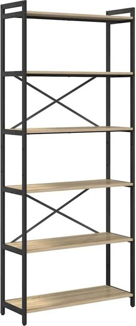 vidaXL Bücherregal in Eiche und Schwarz im Industriallook aus Holzwerkstoff und Stahl, B/T/H: 40 x 30 x 85 cm - Bild 1