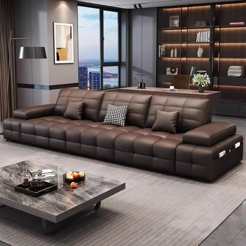 ZHIO Elektrisches Einzelsofa in Braun aus Kunstleder mit Relaxfunktion und passenden Kissen im modernen Design - Bild 4