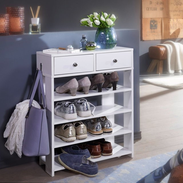 Schuhregal Finebuy Modern in Weiß mit 2 Schubladen und 4 Fächern, Breite: 60 cm - Bild 1