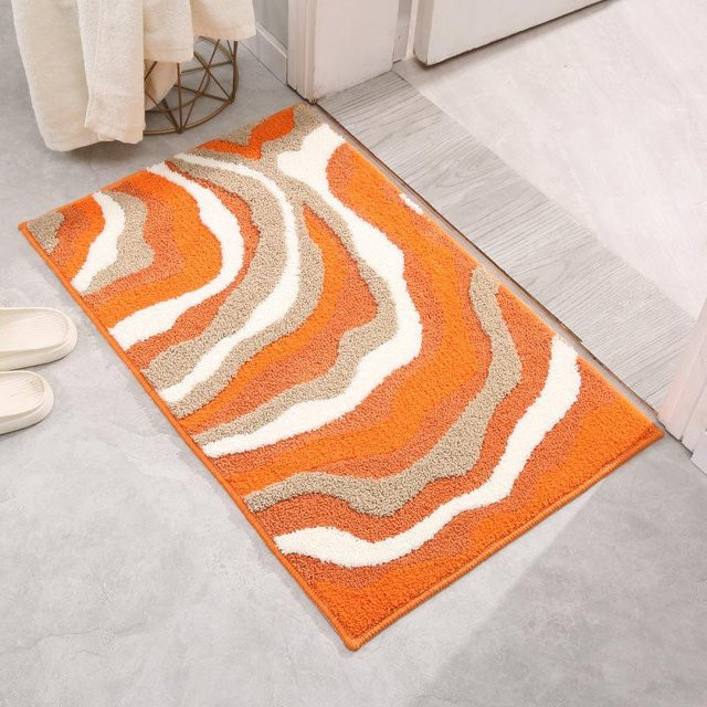 Yiran Furniture Anti-Rutsch-Matte mit Moosbeflockung aus Polyester, B/B: 50 x 80 cm, Farben: Schwarz, Grau, Orange - Bild 1