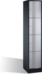 C+P Schließfachschrank Resisto mit 4 Fächern, Front Weißaluminium und Korpus Schwarzgrau, H x B x T: 195 x 39,6 x 54 cm - Bild 1