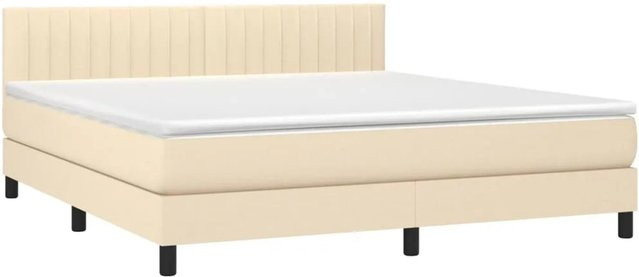 vidaXL Boxspringbett mit Matratze in Beige, Hybrid-Bett mit LED-Unterbettbeleuchtung und USB-Ladeport, B/T: 160 x 200 cm - Bild 1