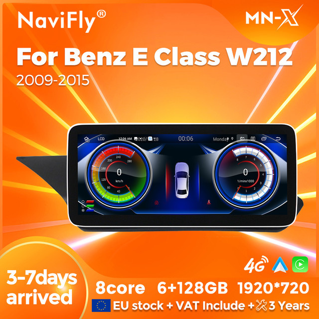 Navifly Android 14 Multimedia Radio für Mercedes Benz E-Klasse W212 E200 E230 E260 S212 mit drahtlosem CarPlay, DSP und Bluetooth in Schwarz - Bild 1