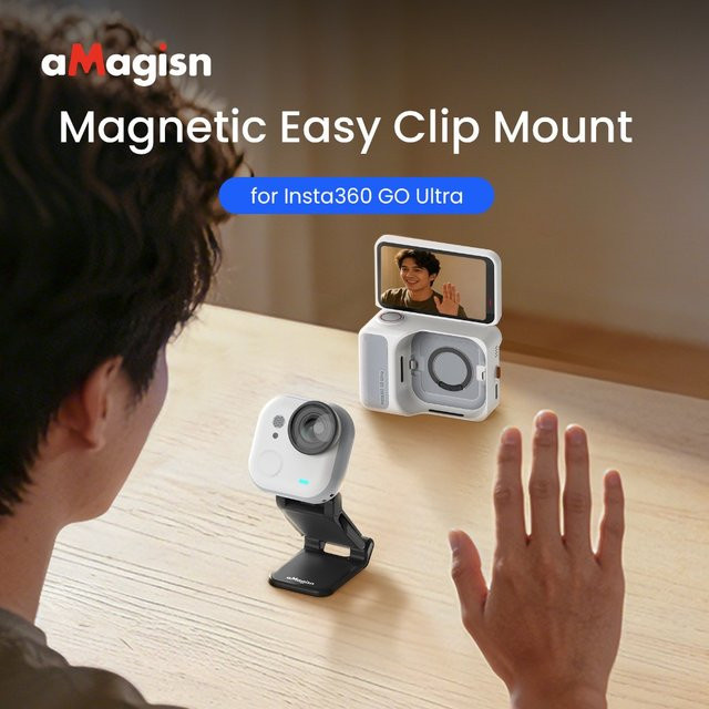 aMagisn Magnetische Clip-Halterung für Insta360 GO Ultra, kompatibel mit Insta360 Magnetic Easy Clip und Magnet-Anhänger für POV-Videos im Freien - Bild 1