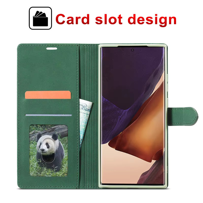 Eucagr Luxus Retro Handyhülle aus PU-Leder mit Flip-Design und Magnetverschluss für Samsung Galaxy Note 20 Ultra, Note 10 Plus, Note 9 und S24 Ultra in Braun oder Grün - Bild 3
