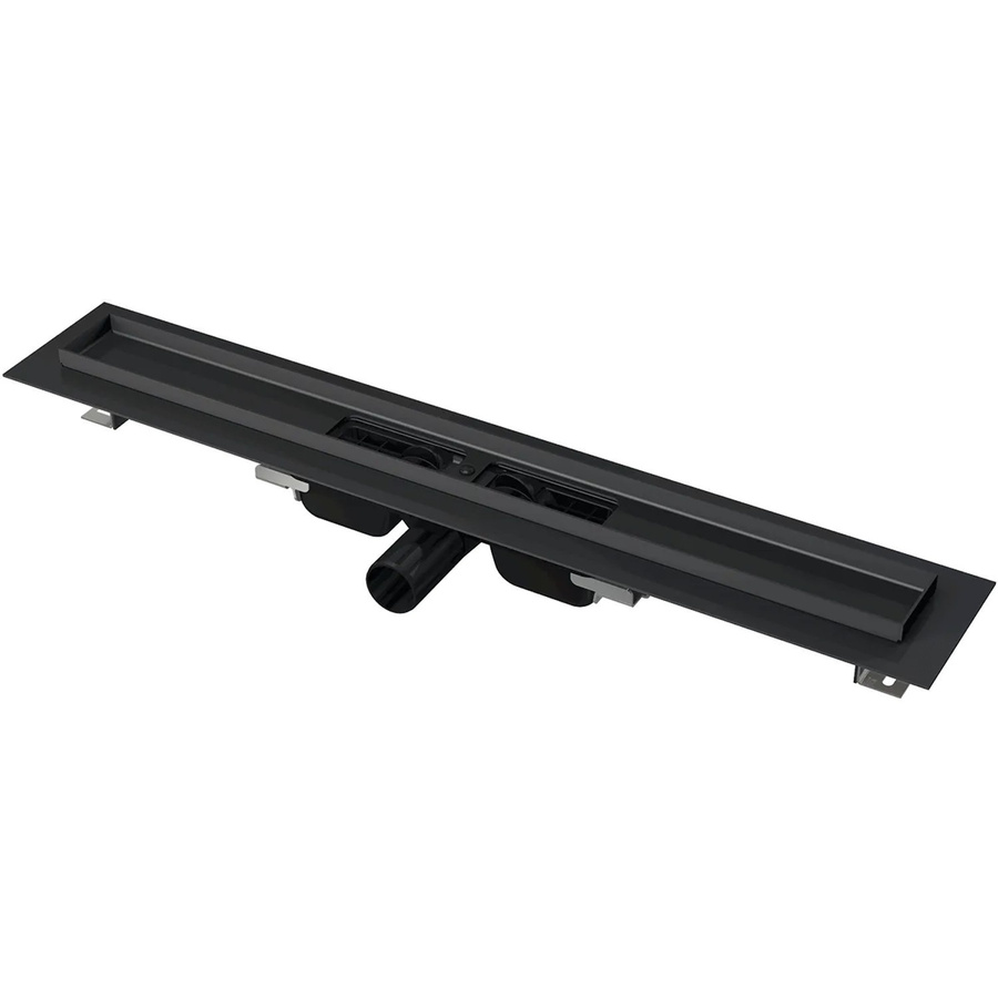Alcadrain APZ101BLACK Low Duschrinne mit Rand aus Edelstahl in Schwarz-Matt, Breite: 85 cm - Bild 2