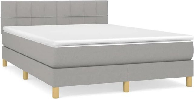 vidaXL Boxspringbett Hybrid mit Matratze und Taschenfedern, Grau, B/T/H: 140 x 200 x 78 cm - Bild 1