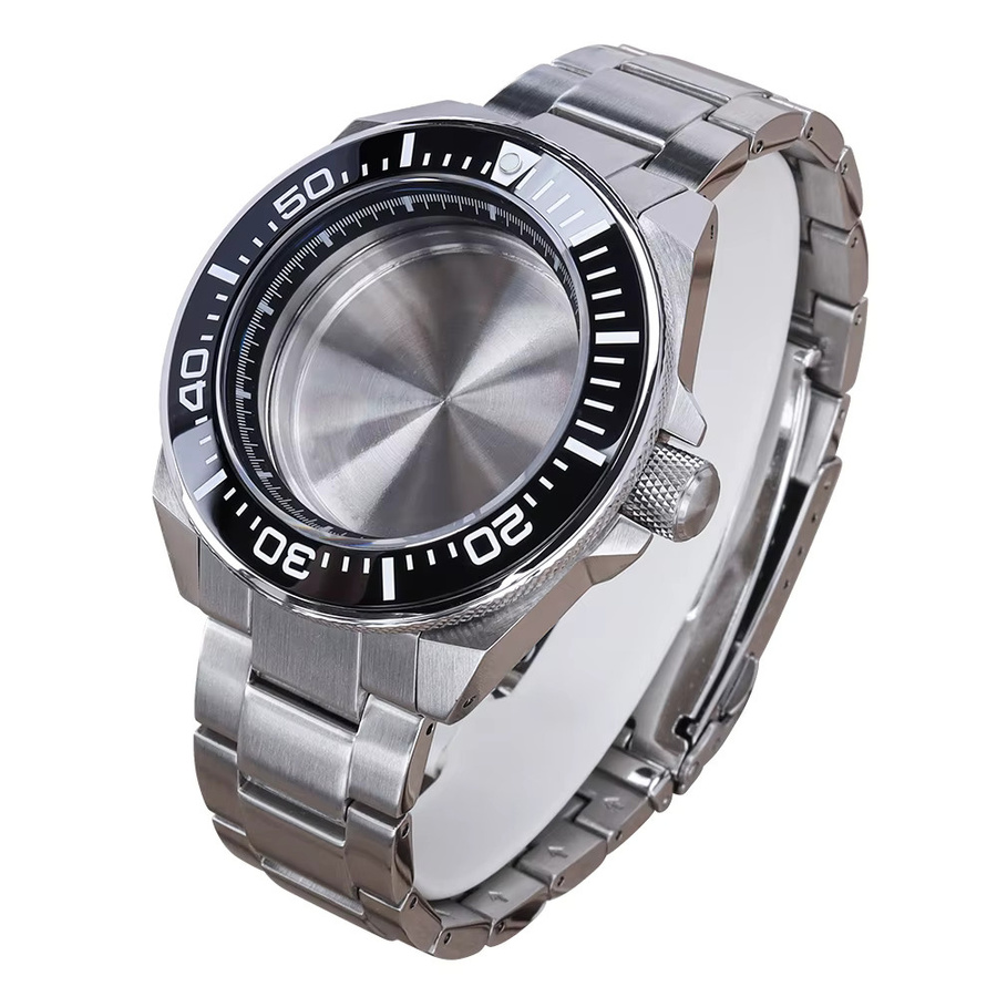 YEJIAOLAN Taucheruhrengehäuse mit Armband, Edelstahl, Silber, 43 mm - Bild 2