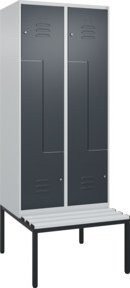 C+P Z-Spind Classic PLUS Sitzbank mit 4 Fächern und Zylinderschloss, Kunststoff-Sitzfläche, B/T/H: 212,0 x 80,0 x 81,5 cm - Bild 1