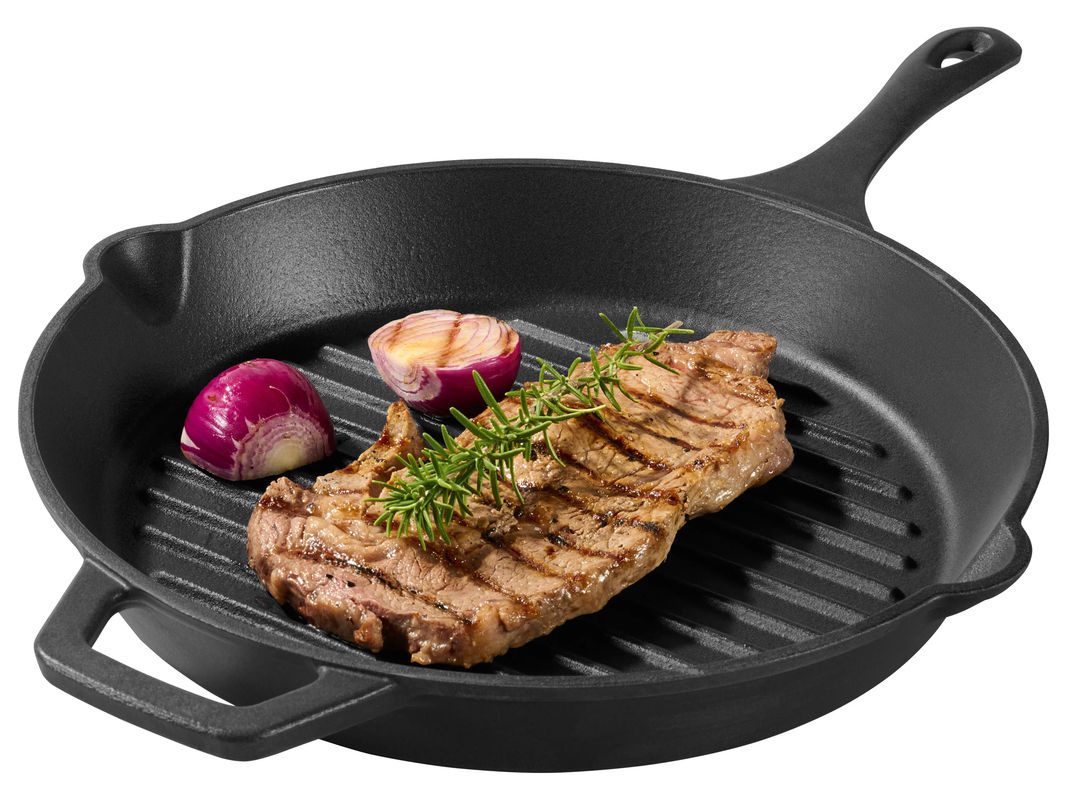 GRILLMEISTER Grillpfanne aus Gusseisen mit Riffelung, Durchmesser: 28 cm - Bild 3
