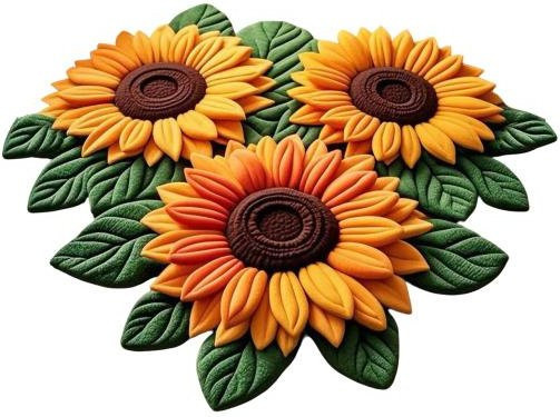 Rutschfeste Sonnenblumen Fußmatte aus Mikrofaser im Bauernhaus-Stil, quadratisch, Gelb-Grün, B/B: 50 x 50 cm - Bild 1