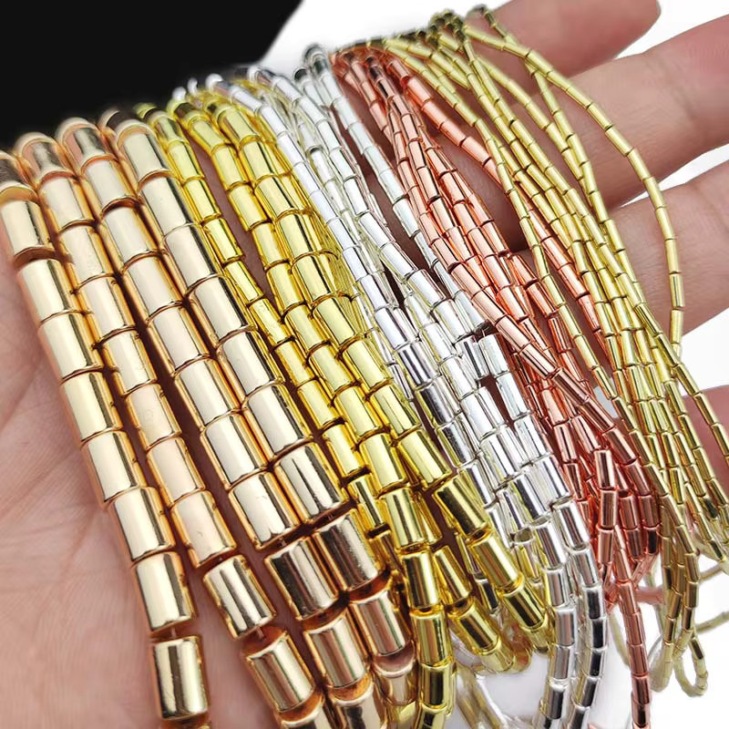 Perlen Hämatit, Zylinder, Rose Gold, Naturstein, Unisex - Bild 2