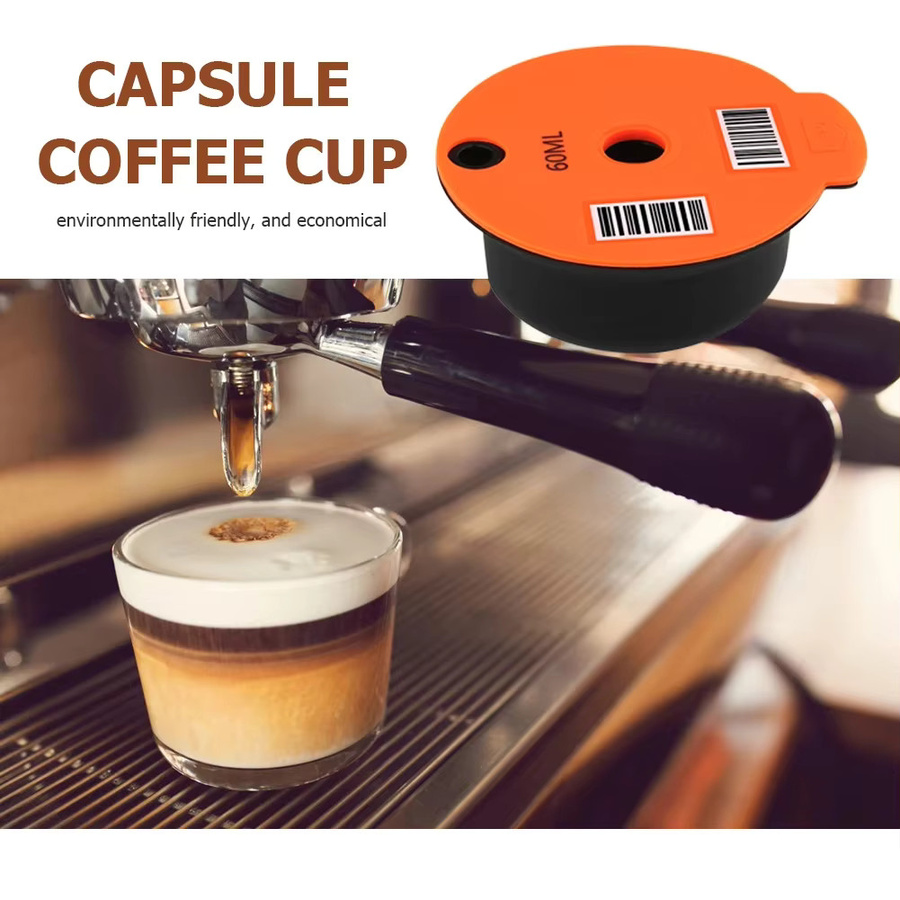 Wiederverwendbare Kaffeekapseln für Bosch Tassimo Maschinen mit Löffel und Bürste, Orange, 60/180ml - Bild 2