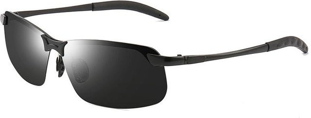 Aoron Sonnenbrille, randlos, rechteckig, Metall, schwarz, Herren, polarisiert - Bild 1