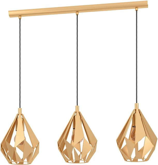 Eglo Hängeleuchte Carlton 3-flammig in Gold, Retro-Chic Design aus Metall, E27, 60 W - Bild 1