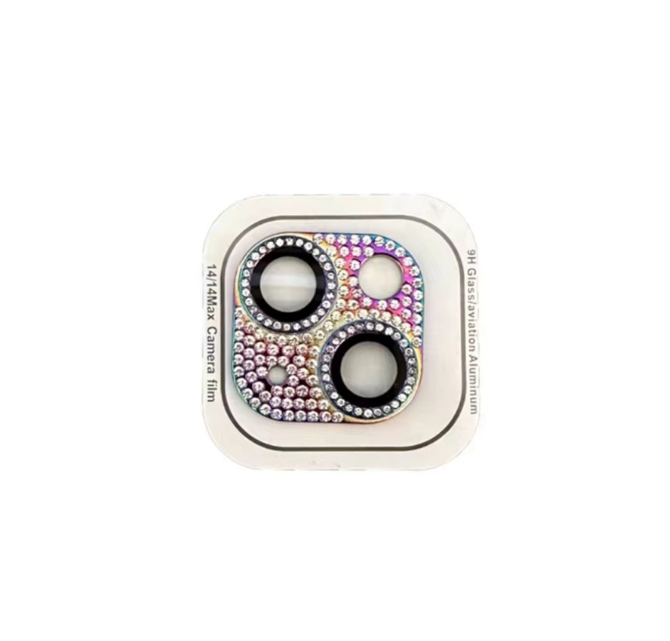 Glitzernder Diamant Kamera Objektiv Schutzring aus Metall für iPhone 15 14 13 12 Pro Max Mini Plus in Pink und Multicolour - Bild 4