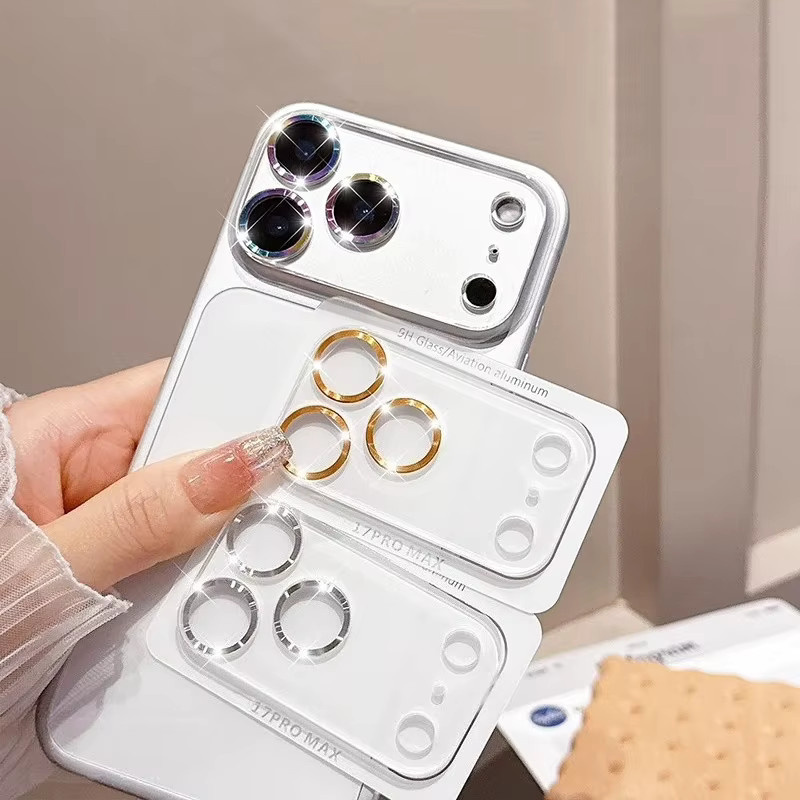 ZHUOHUAN Kameralinsenschutz mit CD-Muster für iPhone 18 17 16 15 14 Pro Max Plus, transparentes Klarglas, kratzfest - Bild 1