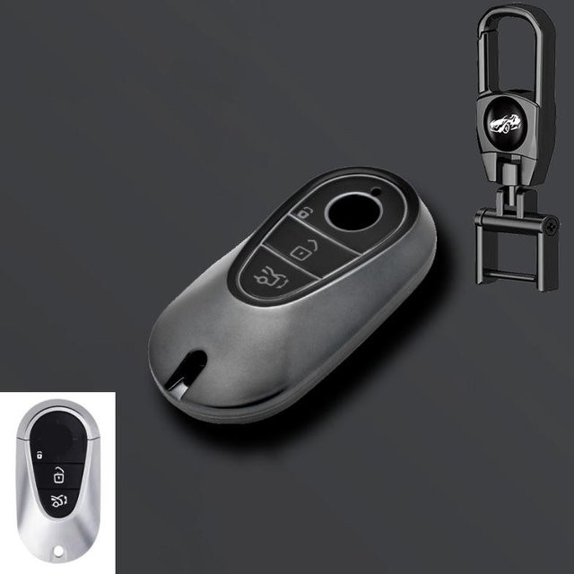 Graue TPU Schlüsselhülle für Mercedes Benz C E S Klasse GLC W206 W223 W214 mit Schlüsselanhänger - Bild 1