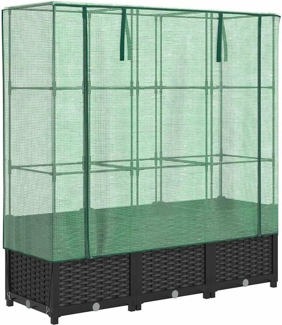 Furnicato Hochbeet mit Gewächshausaufsatz in Schwarz, B/T/H: 120 x 40 x 38 cm - Bild 1