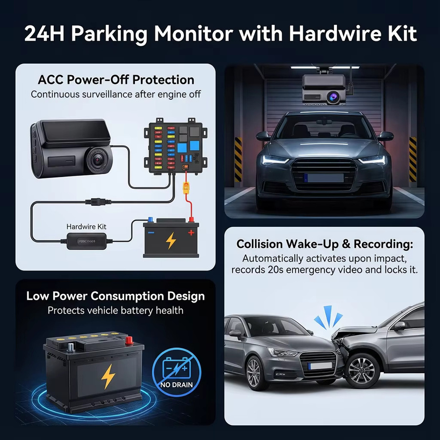 Bluavido 4G Live Streaming Dash Cam mit GPS, 2K Frontkamera und 720P Rückkamera, WiFi, Nachtsicht und 24H Parkmodus, Schwarz - Bild 4