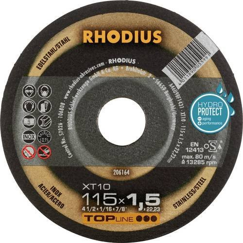 Rhodius TOPline XT10 Extradünne Trennscheibe für Edelstahl und Stahl, Durchmesser: 115 mm - Bild 1