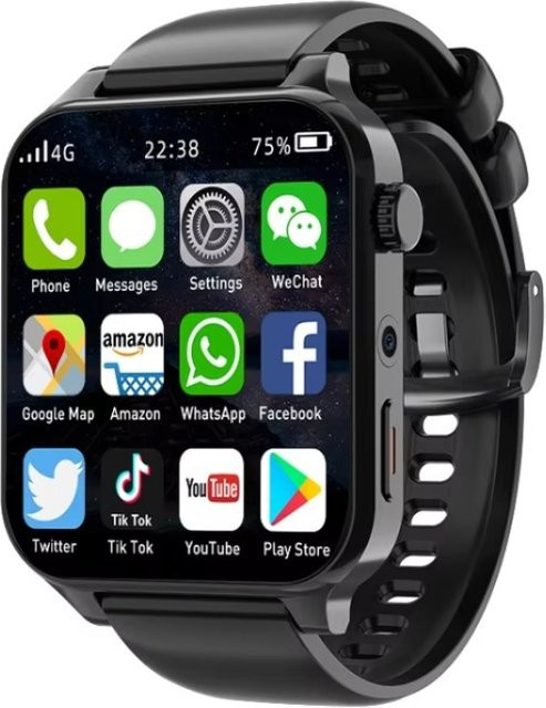 Rogbid Brave 3 Smartwatch, Android 10, 1,99 Zoll, Schwarz, Silikon - Bild 1