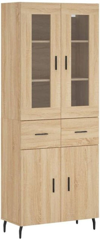 Vidaxl Highboard Sonoma-Eiche in Braun mit Glas und Metall, Modern, B: 69,5 cm, T: 34 cm, H: 180 cm - Bild 1