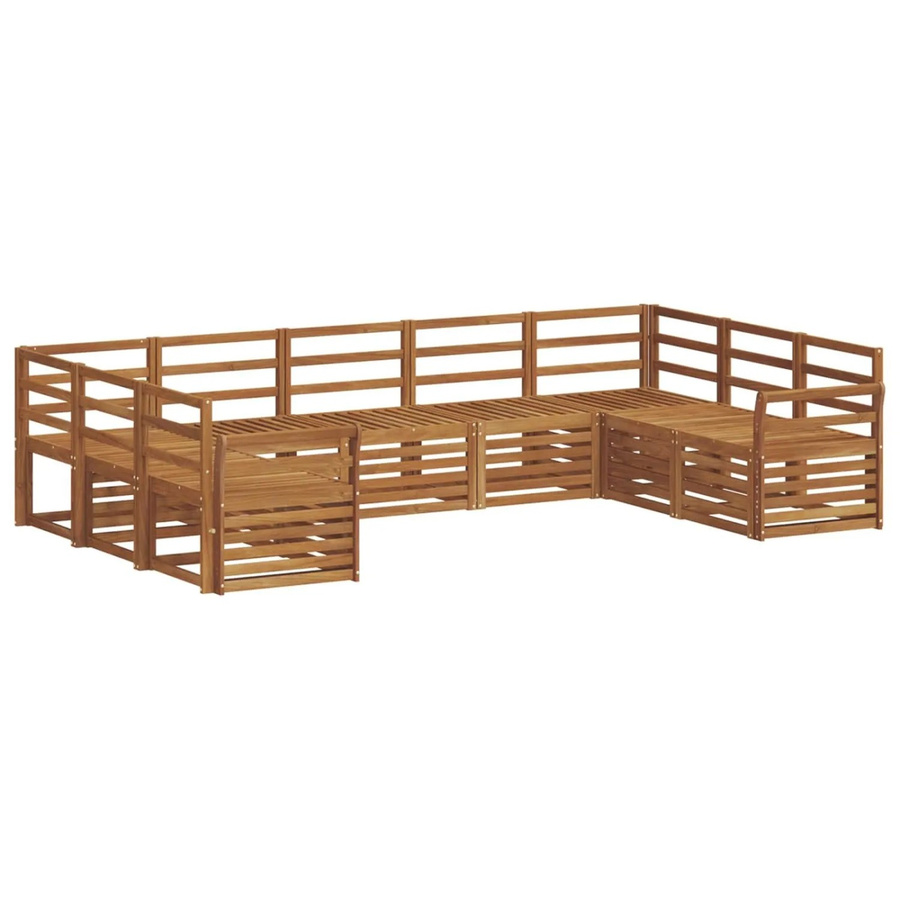 vidaXL Sofagarnitur 9-teilig aus Akazie Massivholz in Natur Braun, U-Form mit Latten-Design - Bild 2