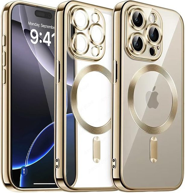 Yiran Magnetische Luxus Handyhülle für iPhone 16 15 14 13 12 11 Pro Max Plus mit MagSafe Unterstützung, Transparent, White - Bild 1