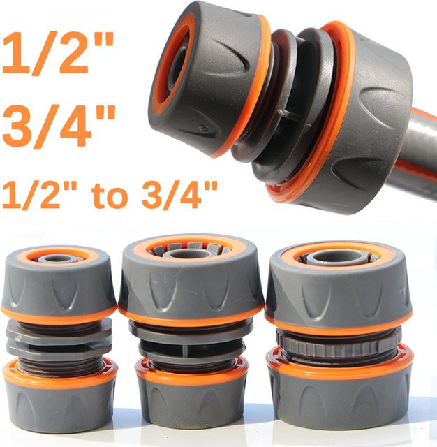 MUCIAKIE Gartenschlauch Schnellanschluss Adapter Set aus Kunststoff, 2 Stück, Grau, 1/2 Zoll und 3/4 Zoll - Bild 1