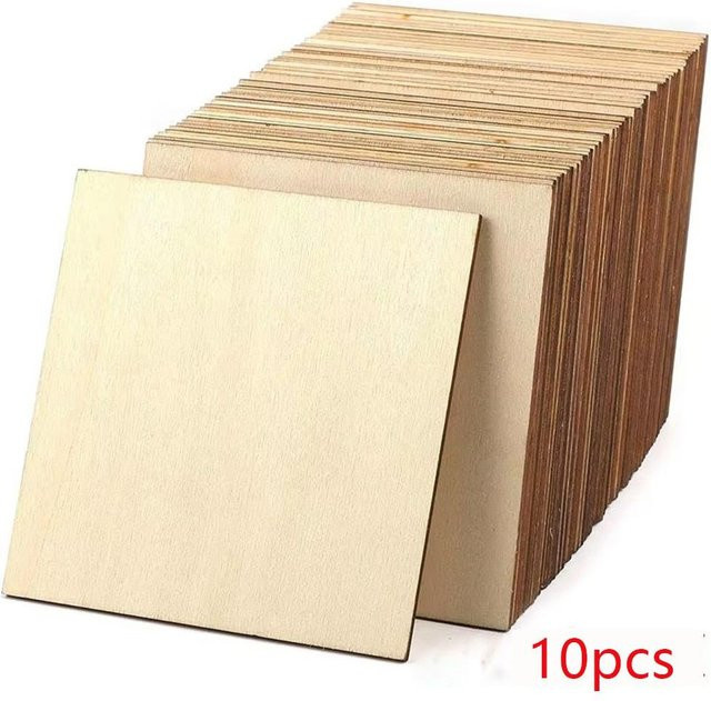 Kongting Bastelholzquadrate, 10-teiliges Set, 100x100mm - Bild 1