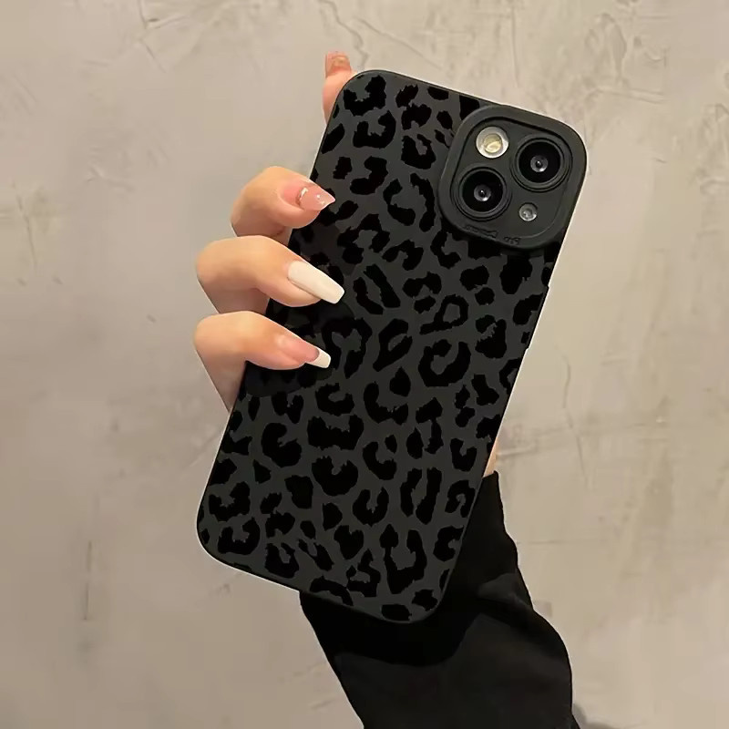 Stoßfeste Silikon-Handyhülle mit schwarzer Leoparden-Grafik für iPhone 11 bis iPhone 17 Pro Max und weitere Modelle, Farbe: Schwarz - Bild 3