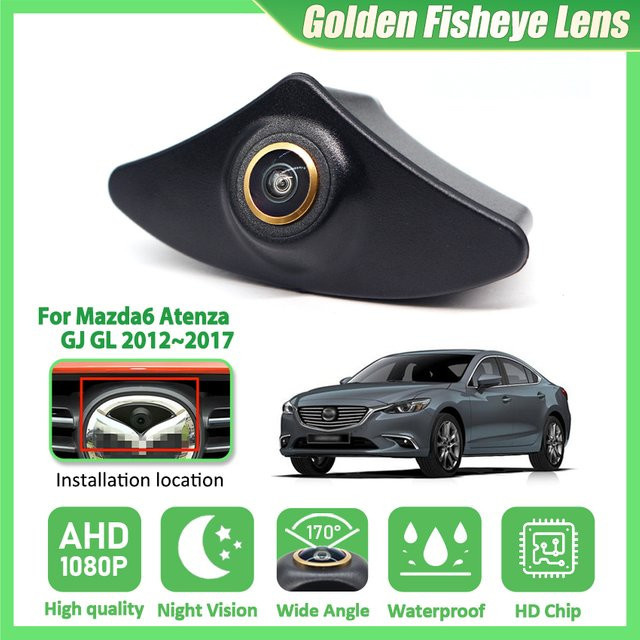 HESHECAM Full HD Fisheye Front Logo Ansicht Kamera für Mazda6 Atenza GJ GL, 1920 x 1080P, 170 Grad, Schwarz - Bild 1