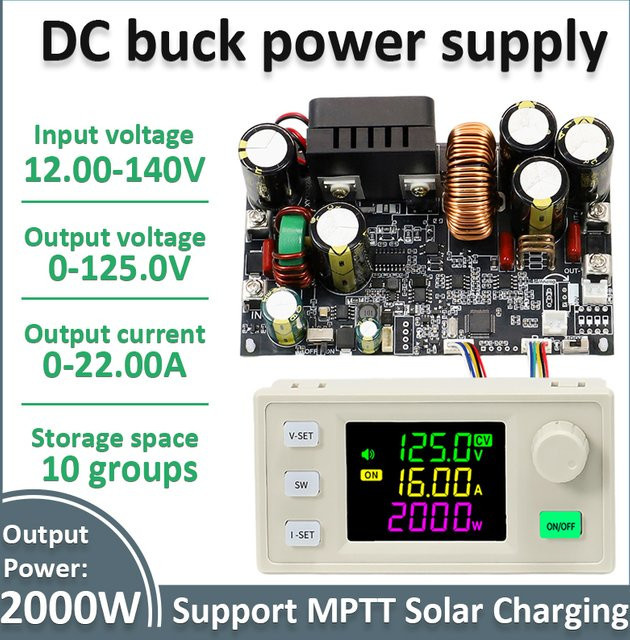 XY12522 CNC DC Einstellbares Buck-Netzteil mit Konstantspannung und Konstantstrom, Abwärtsmodul 22A/2000W, Eingangsspannung DC 12-140V - Bild 1