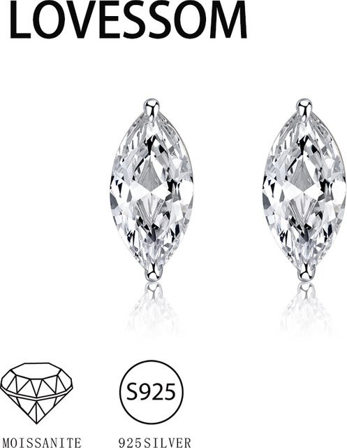 LOVESSOM Ohrringe, 925 Silber, Moissanit, Unisex - Bild 1