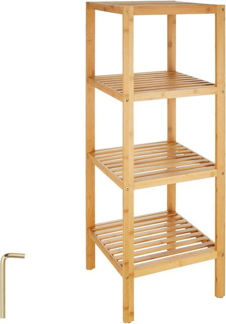 tectake Badregal Cornelia aus Bambus mit 4 Ebenen in Braun, B/T/H: 33 x 33 x 97 cm - Bild 1