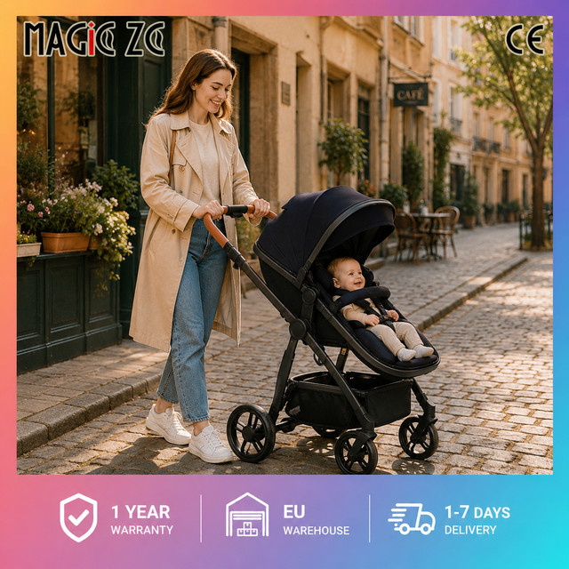 Magic ZC 3-in-1 Baby-Reisesystem mit Autositz und faltbarem Kinderwagen in Schwarz - Bild 1